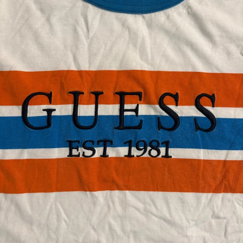 Guess Los Angeles Mens Striped Ringer Small T-Shirt Embroidered - Picture 5 of 6